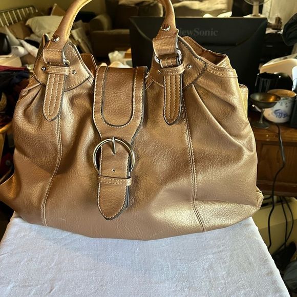 Mondani new york  Metallic Bronze Gold ,Double handle Satchel - Picture 2 of 7